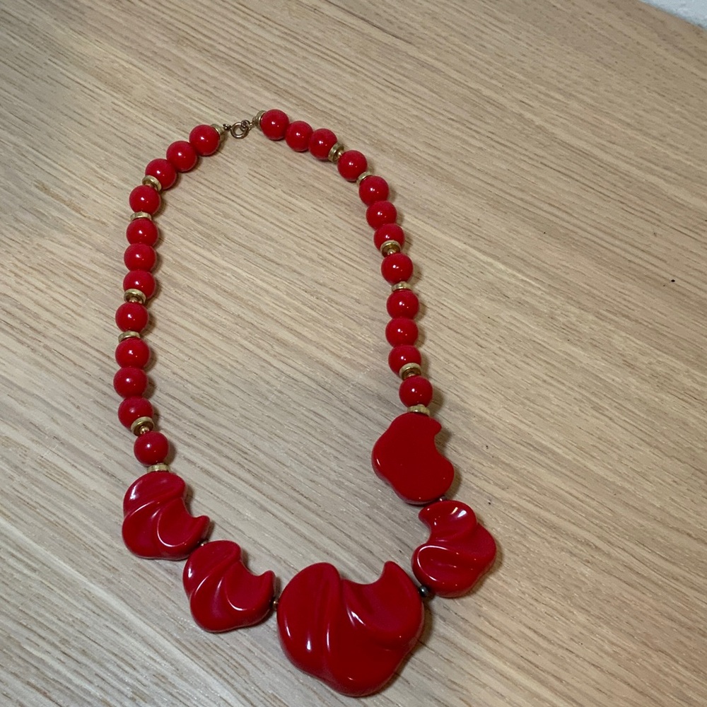 Bold Red and Gold Statement Necklace